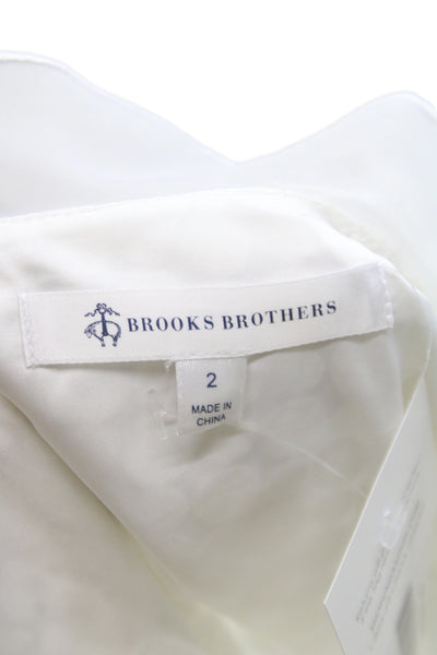 Brooks Brothers Womens Basic Sleeveless Polka Dot Collared Nylon Blouse Size 2
