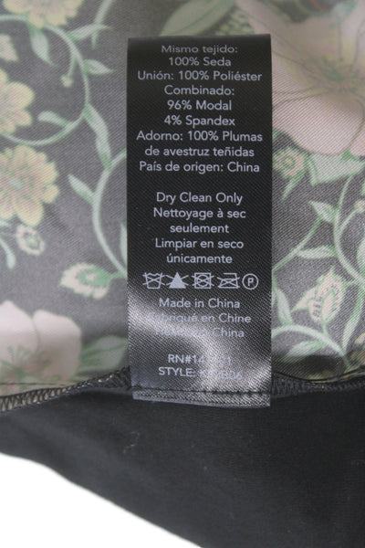 Kobi Halperin Women Silk Floral Tank Round Neck Sleeveless Black Size XS