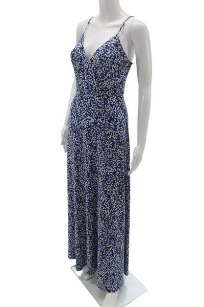 Michael Michael Kors Womens Maxi Floral V Neck Sleeveless Blue Dress Size 2