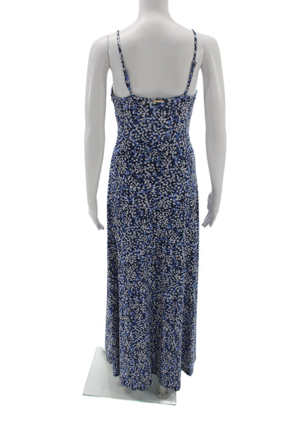 Michael Michael Kors Womens Maxi Floral V Neck Sleeveless Blue Dress Size 2