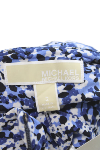 Michael Michael Kors Womens Maxi Floral V Neck Sleeveless Blue Dress Size 2