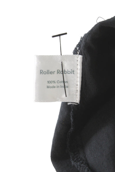 Roller Rabbit Women Black Geometric V-Neck Tunic Short Sleeve Bohemian Size S
