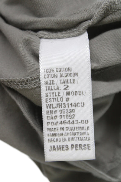 James Perse Womens Basic Gray Cotton Crew Neck Short Sleeve T-Shirt Size 2