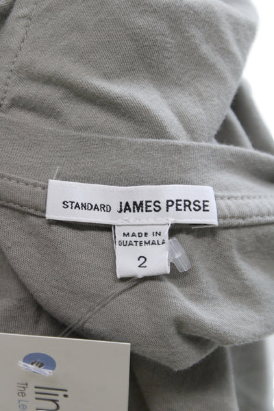 James Perse Womens Basic Gray Cotton Crew Neck Short Sleeve T-Shirt Size 2