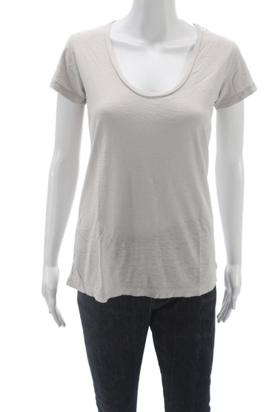 James Perse Womens Basic T-Shirt Beige Cotton Scoop Neck Short Sleeve Size 1