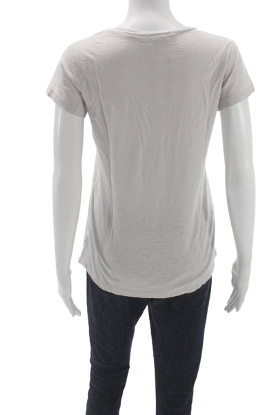 James Perse Womens Basic T-Shirt Beige Cotton Scoop Neck Short Sleeve Size 1
