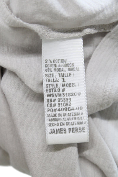 James Perse Womens Basic T-Shirt Beige Cotton Scoop Neck Short Sleeve Size 1