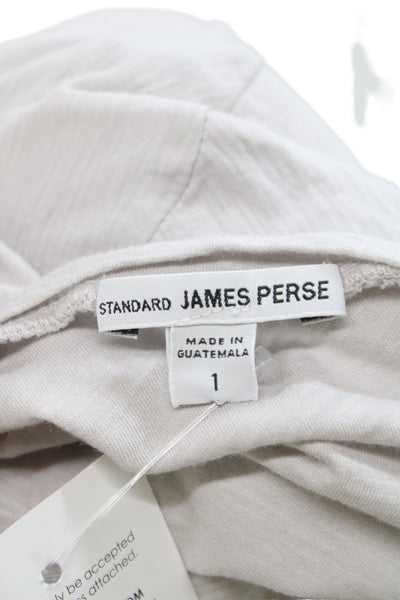 James Perse Womens Basic T-Shirt Beige Cotton Scoop Neck Short Sleeve Size 1