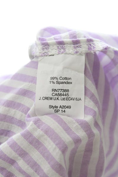 J Crew Womens Basic Purple Striped Collared Cotton Button-Up Top Size 0