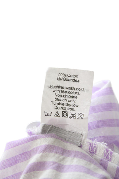 J Crew Womens Basic Purple Striped Collared Cotton Button-Up Top Size 0