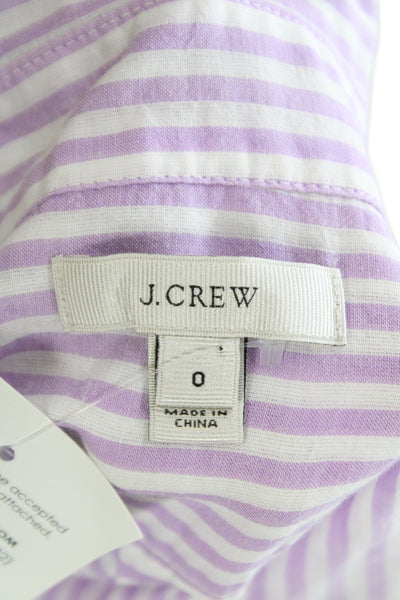J Crew Womens Basic Purple Striped Collared Cotton Button-Up Top Size 0