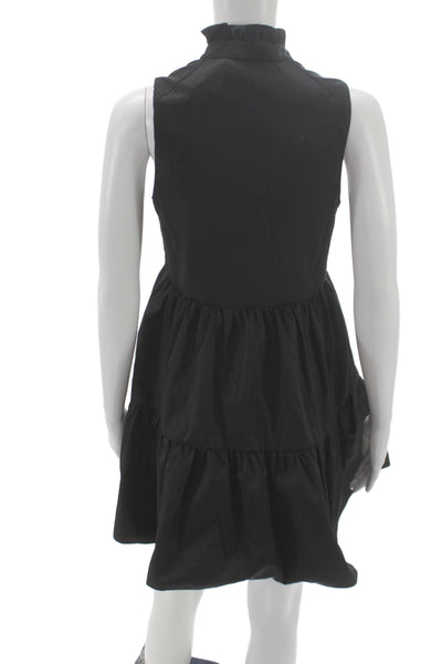 Amanda Uprichard Womens Black V Neck Mini Dress Cotton Blend Size PP