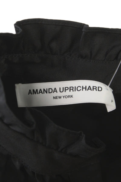 Amanda Uprichard Womens Black V Neck Mini Dress Cotton Blend Size PP