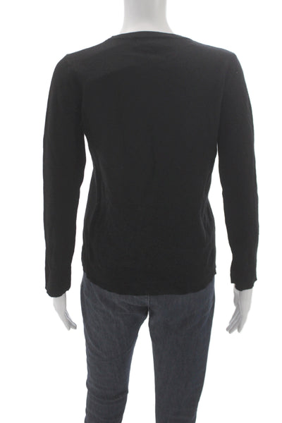Lamberto Losani Women Black Pullover Sweater Crew Neck Long Sleeve Size S