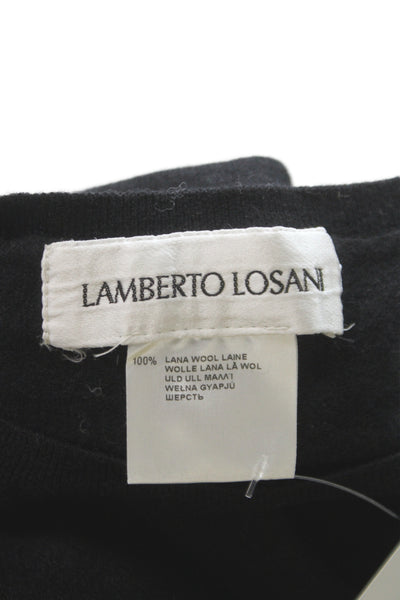 Lamberto Losani Women Black Pullover Sweater Crew Neck Long Sleeve Size S