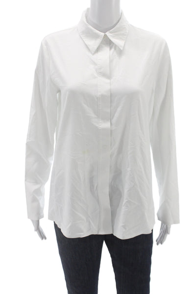 Rhone Womens White Collared Button Up Top Long Sleeve Recycled Polyester Size S