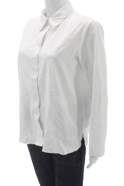 Rhone Womens White Collared Button Up Top Long Sleeve Recycled Polyester Size S