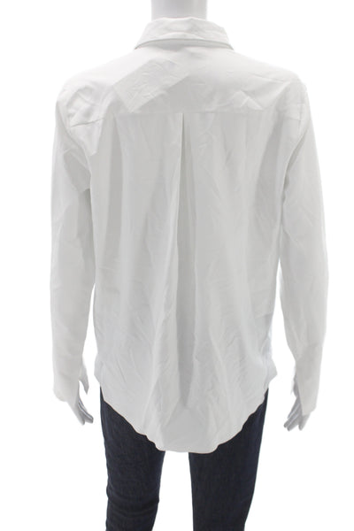 Rhone Womens White Collared Button Up Top Long Sleeve Recycled Polyester Size S