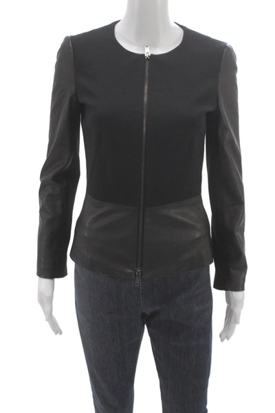 DKNY Women Basic Jacket Black Cotton Long Sleeve Zip Size PP