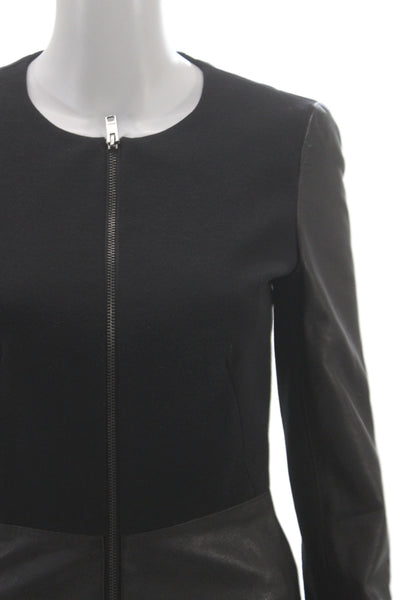 DKNY Women Basic Jacket Black Cotton Long Sleeve Zip Size PP
