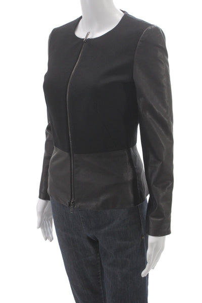 DKNY Women Basic Jacket Black Cotton Long Sleeve Zip Size PP