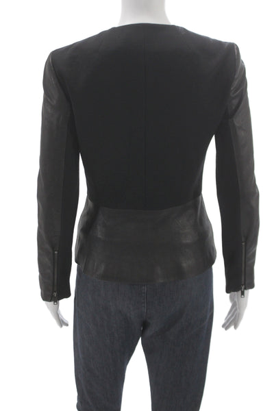 DKNY Women Basic Jacket Black Cotton Long Sleeve Zip Size PP