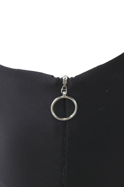 Alexander Wang Womens Ankle Pants Black Zip Nylon Minimalist Size 4