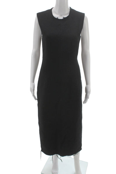 Sportmax Womens Sheath Dress Black Wool Sleeveless Zip Round Neck Size 8