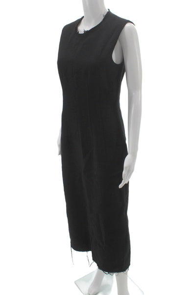 Sportmax Womens Sheath Dress Black Wool Sleeveless Zip Round Neck Size 8