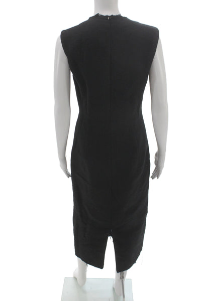 Sportmax Womens Sheath Dress Black Wool Sleeveless Zip Round Neck Size 8