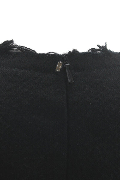Sportmax Womens Sheath Dress Black Wool Sleeveless Zip Round Neck Size 8