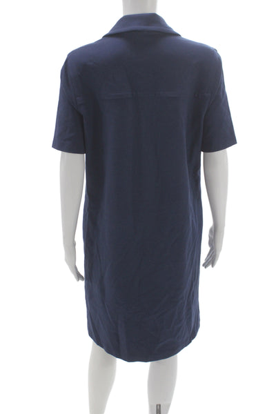 Lafayette 148 New York Women Shift Dress Blue Short Sleeve Knee-Length Size M