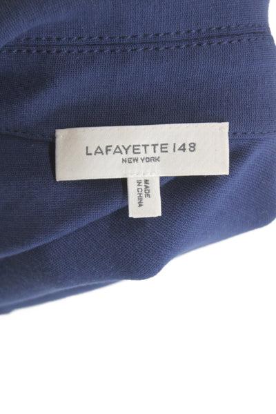 Lafayette 148 New York Women Shift Dress Blue Short Sleeve Knee-Length Size M