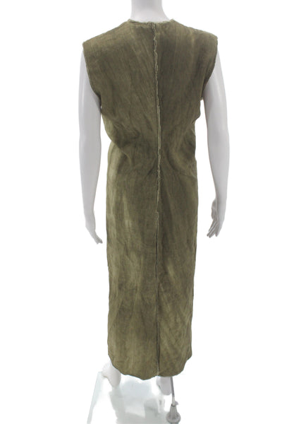 Zara Womens Maxi V-Neck Sleeveless Bohemian Full-Length Green Dress Size M
