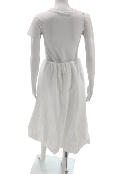 Zara Womens A-Line Midi Skirt White Cotton Solid Pull On Size S