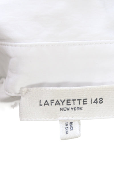 Lafayette 148 New York Women Tunic Blouse White Collared 3/4 Sleeve Size M