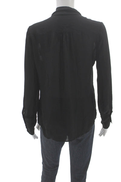 Nili Lotan Womens Silk V-Neck Long Sleeve Blouse Black Size S