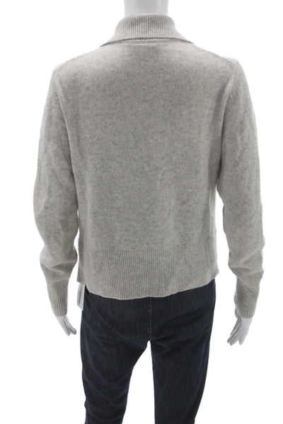 Lafayette 148 New York Women Cardigan Gray Collared Knit Long Sleeve Size S