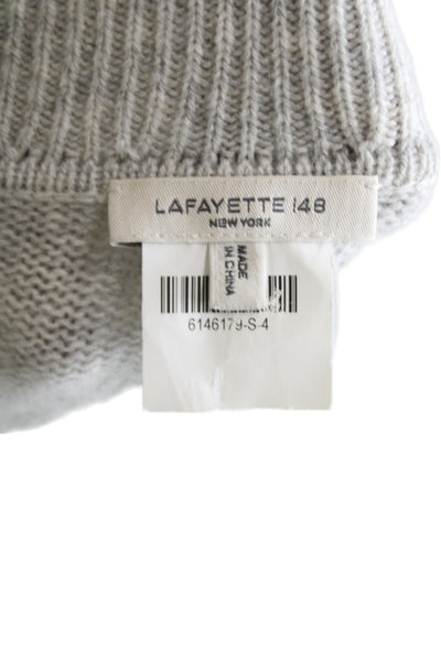 Lafayette 148 New York Women Cardigan Gray Collared Knit Long Sleeve Size S