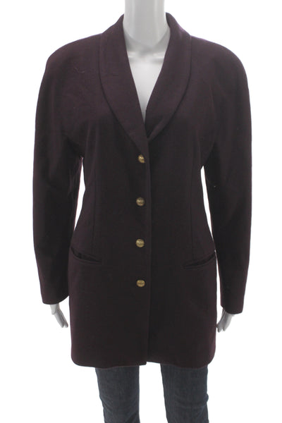 Dana Buchman Women Basic Cashmere Purple Button Long Sleeve Jacket Size 10