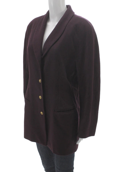 Dana Buchman Women Basic Cashmere Purple Button Long Sleeve Jacket Size 10