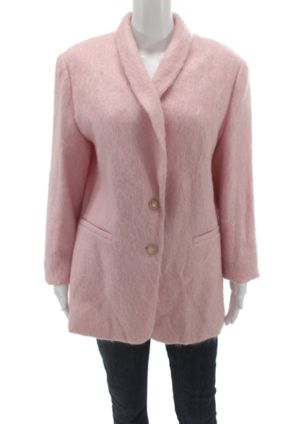 Nicole Summers Women Pink 97% Mohair Wool Basic Jacket Long Sleeve Size 12