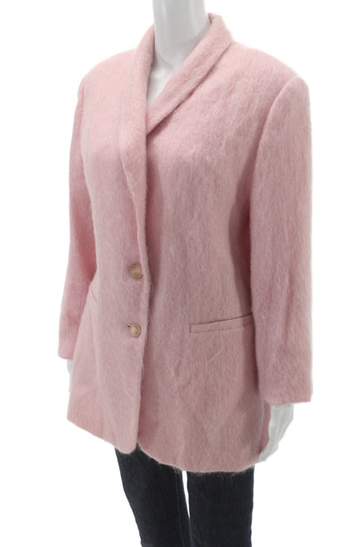 Nicole Summers Women Pink 97% Mohair Wool Basic Jacket Long Sleeve Size 12
