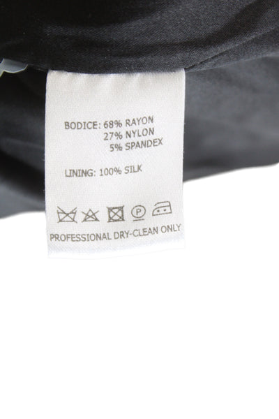 Catherine Deane Womens Sheath Dress Black Square Neck Short Sleeve Midi Size 8