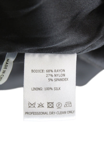 Catherine Deane Womens Sheath Dress Black Square Neck Short Sleeve Midi Size 8