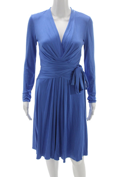 Issa London Womens Wrap Dress Silk V-Neck Long Sleeve Knee Length Blue Size 6
