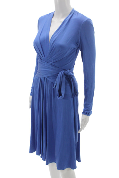 Issa London Womens Wrap Dress Silk V-Neck Long Sleeve Knee Length Blue Size 6