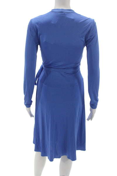 Issa London Womens Wrap Dress Silk V-Neck Long Sleeve Knee Length Blue Size 6