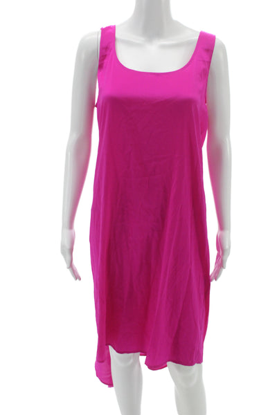 DKNY Womens Shift Dress Pink Scoop Neck Silk Sleeveless Pullover Size M