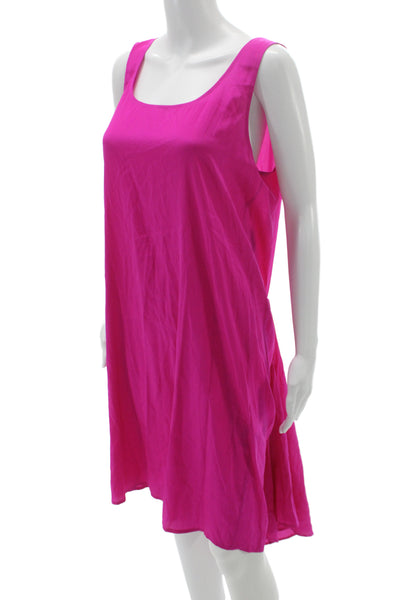 DKNY Womens Shift Dress Pink Scoop Neck Silk Sleeveless Pullover Size M
